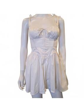 FOR LOVE & LEMONS Jessie Mini Dress Corset Top Boho Cottagecore White XS